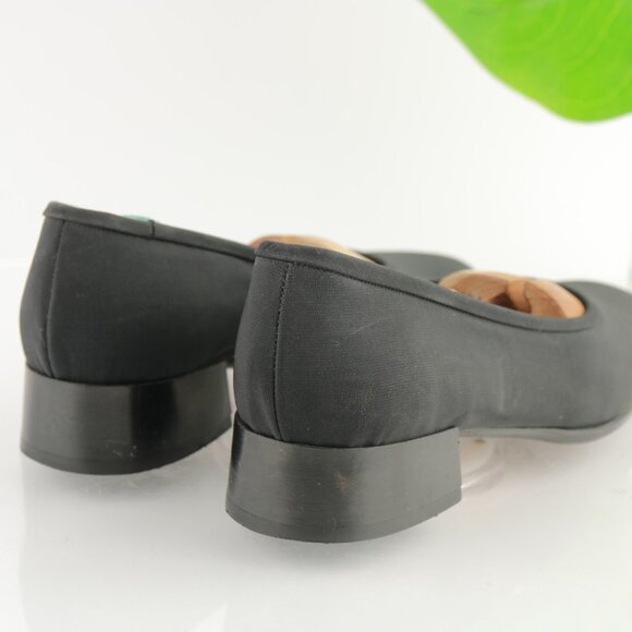 VTG Cole Haan Womens Lofer Size 8.5 NARROW Black Satin Low Heel Shoe Italy - Picture 4 of 12